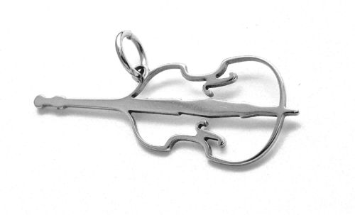 double bass - pendant stainless steel  33x12x0,8mm