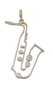 saxophone pendant stainless steel 25x20x0,8mm