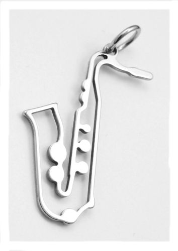 saxophone pendant stainless steel 25x20x0,8mm